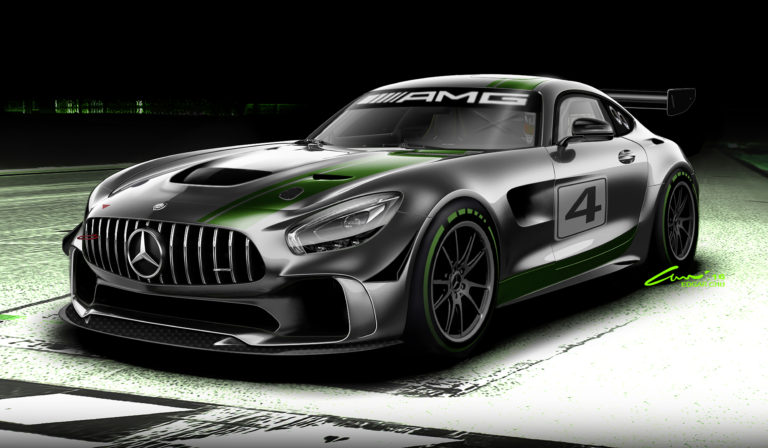 Mercedes-AMG entwickelt neuen GT4-Rennwagen. Mercedes-AMG GT4 Designskizze ; Mercedes-AMG is developing a new GT4 race car. Mercedes-AMG GT4. Design sketch.;