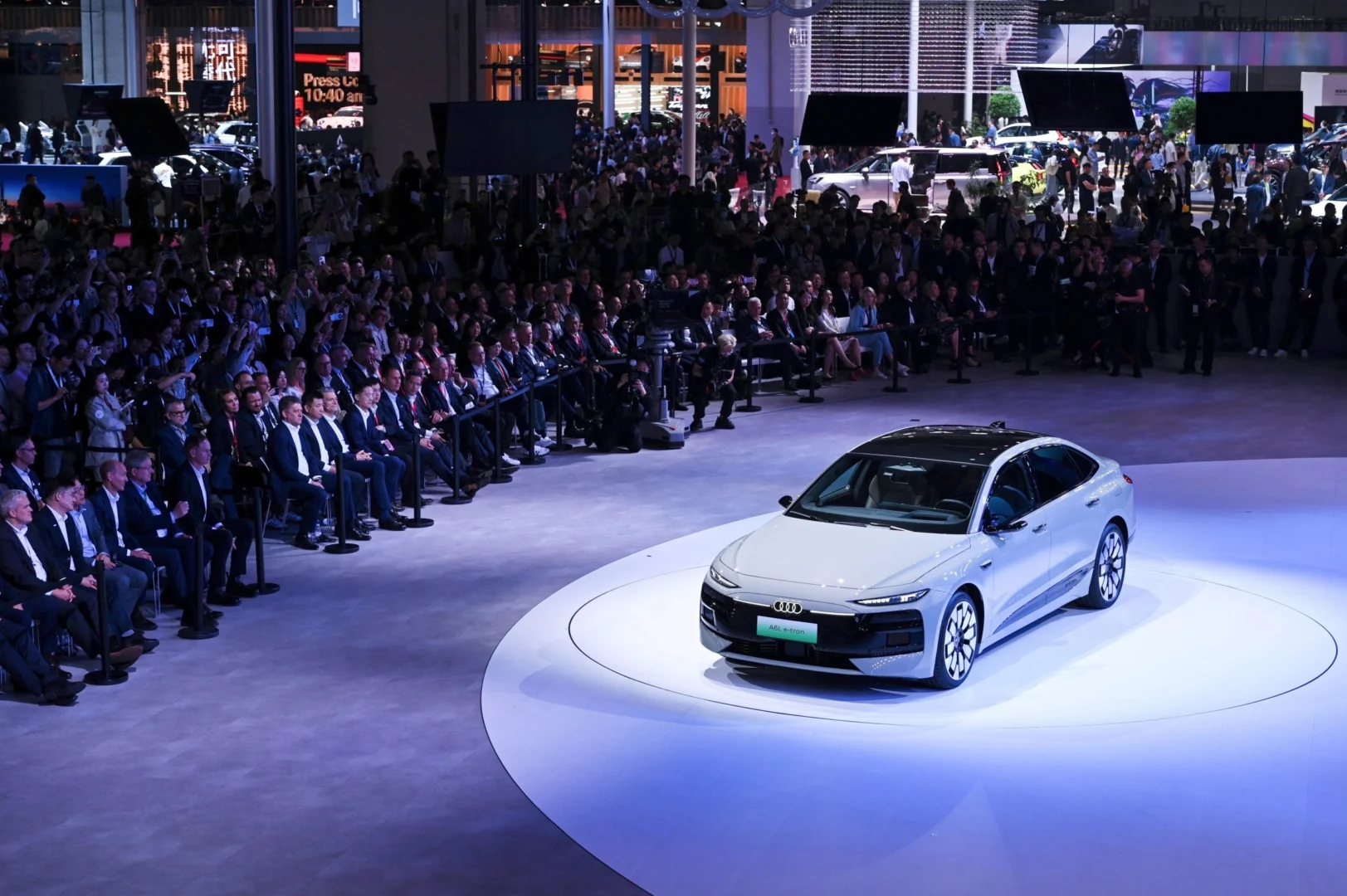 At Auto Shanghai 2025, Audi and its joint venture partners FAW and SAIC are showcasing their product portfolio for China at a joint booth: Audi A6L e-tron