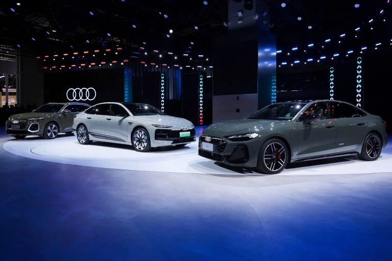 At Auto Shanghai 2025, Audi and its joint venture partners FAW and SAIC are showcasing their product portfolio for China at a joint booth: Audi Q5L, Audi A6L e-tron, Audi A5L