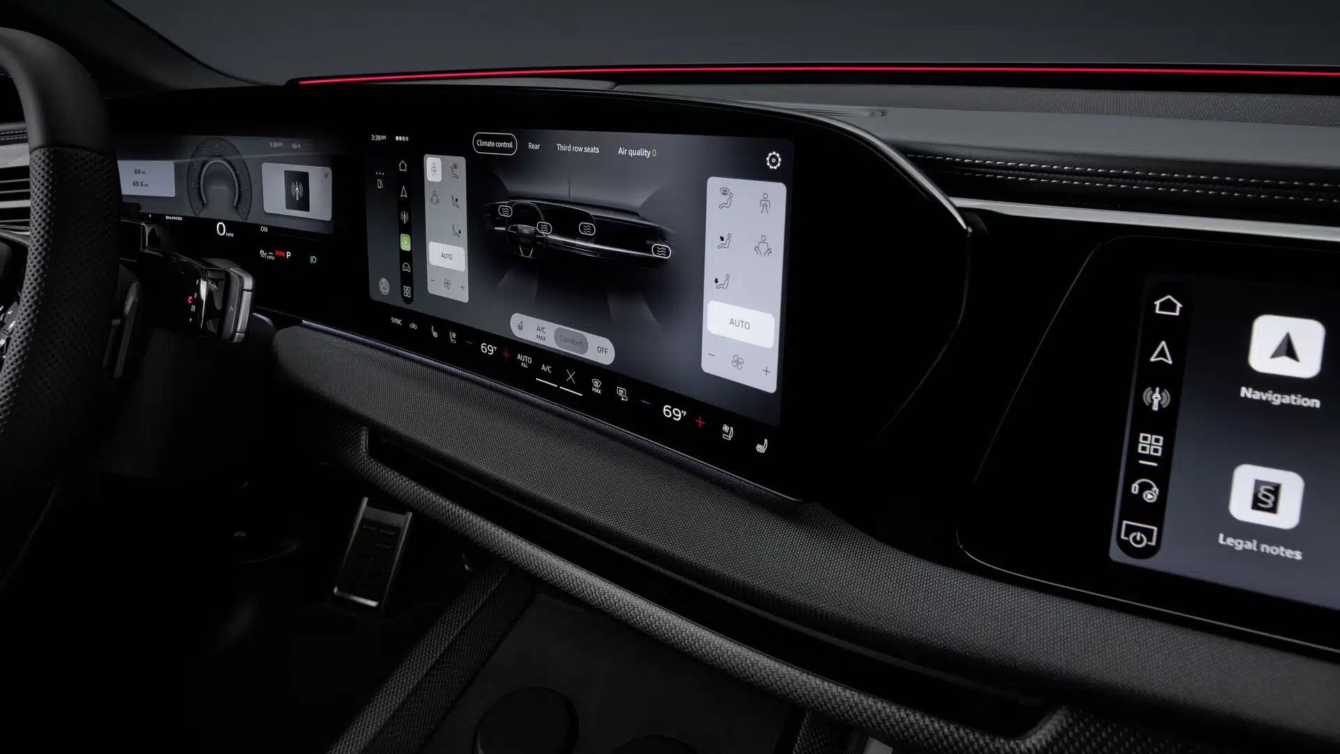 Audi Q9 SUV - Studio photo, interior, detailed view of MMI touch display