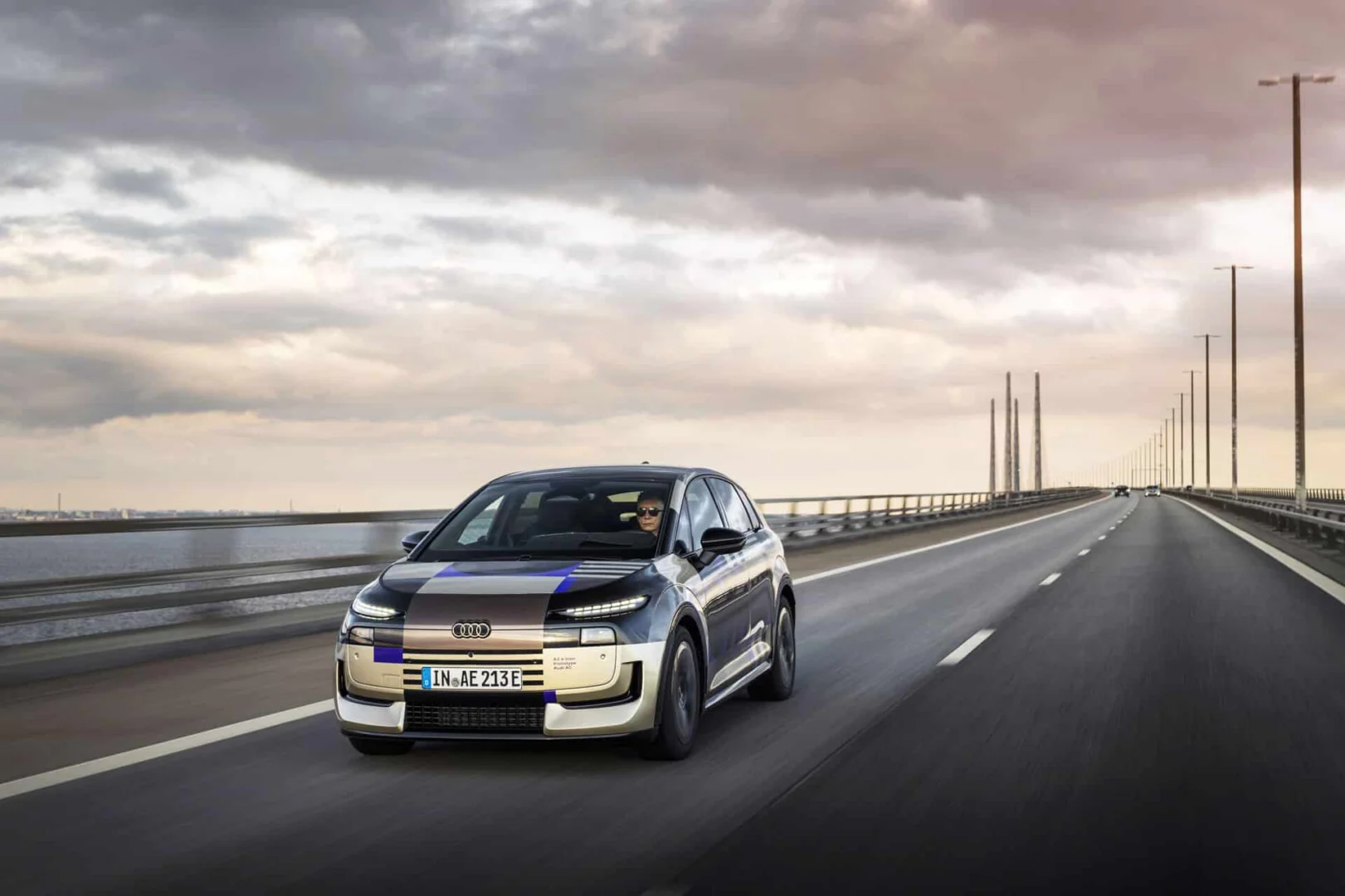 Audi A2 e-tron with design livery - Outdoor dynamic shot, exterior, three-quarter-front-view